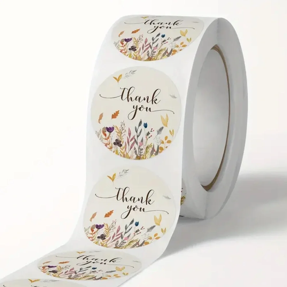 Buy Now Price - 100 Flower 1 Inch Thank You Stickers